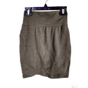 Charlotte Russe Mini Skirt XS Missy Youth Boho Streetwear Olive Green Stretch